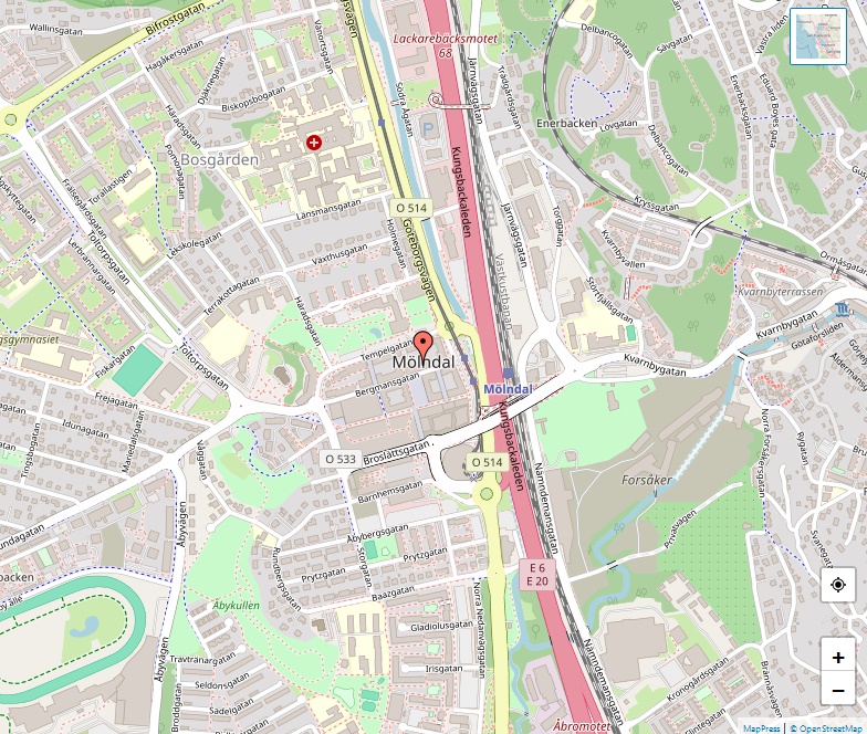 Karta över Mölndal, Göteborg