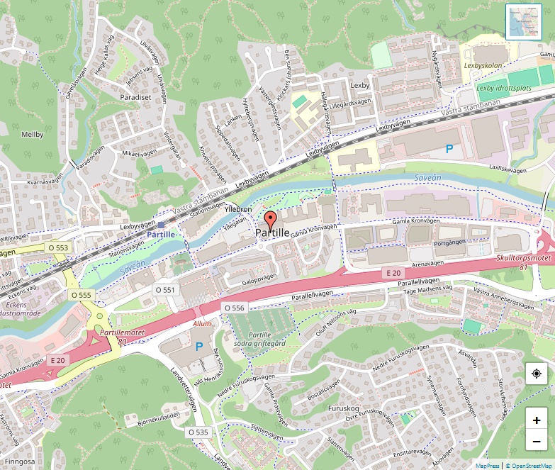 Karta över Partille kommun, Göteborg